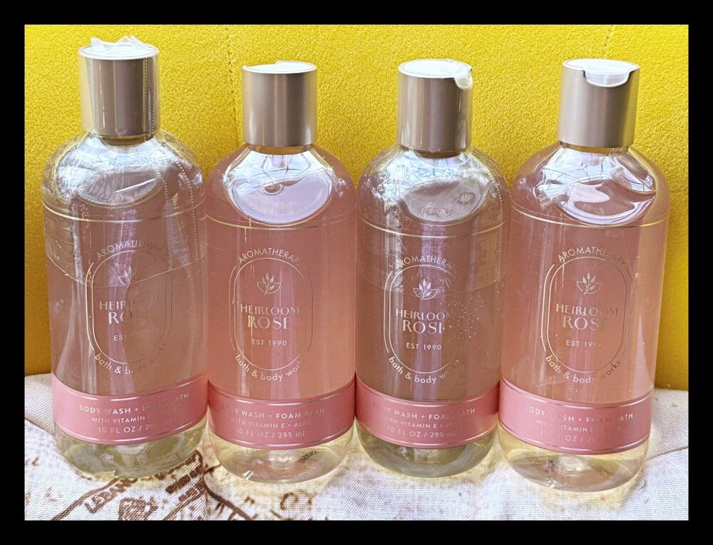 Bath & Body Works Aroma Heirloom Rose 10oz Body Wash Foam Bath x4